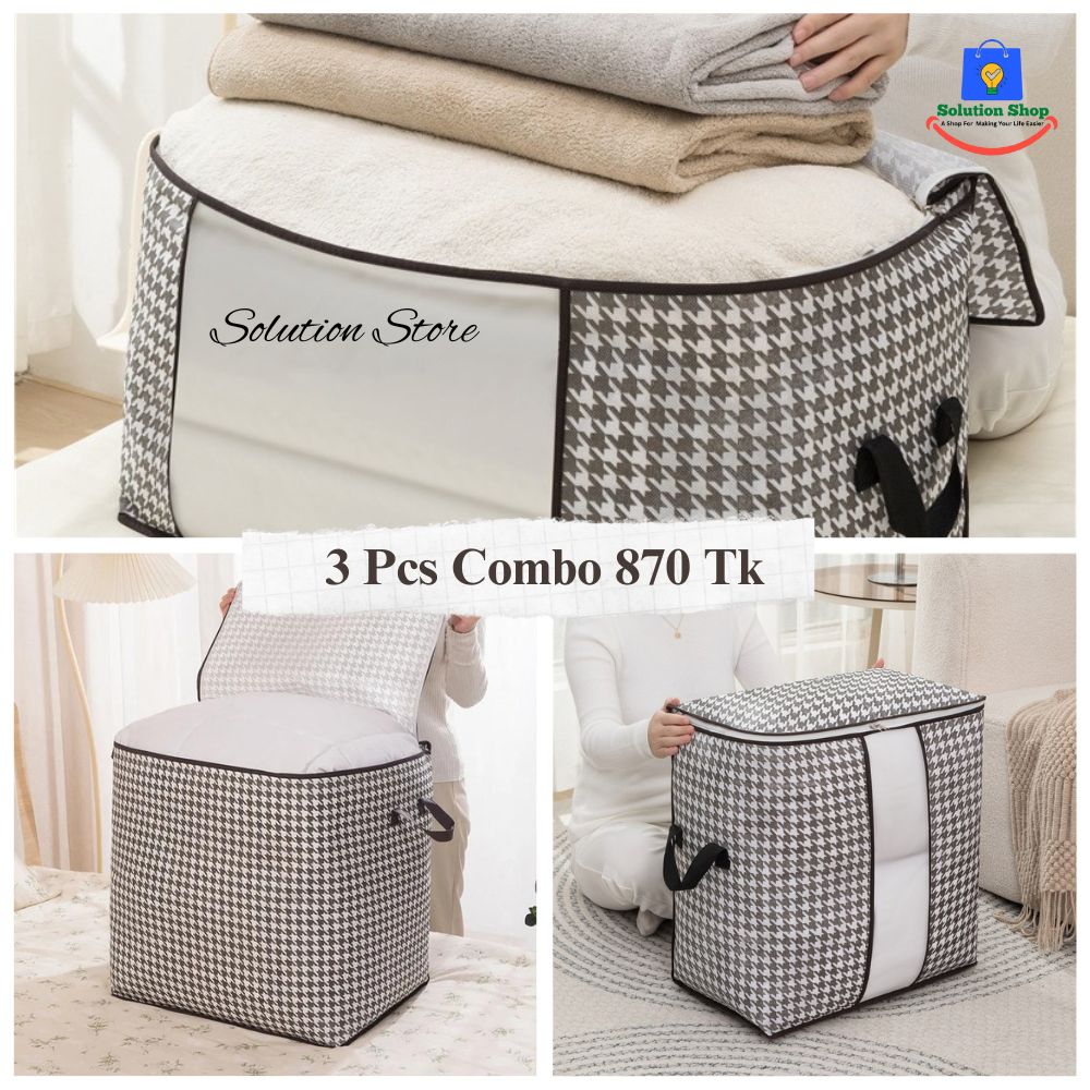 3-photo-collage-5.jpg (৩ পিসের সেট) Black Printed Storage Bag - Image 1