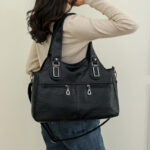 Soft Leather Multi Pocket Womens Shoulder Bag - Image 2