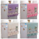 Elegant Quilted Fridge Cover with Lace Design & Side Pockets