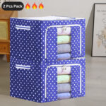 (২ পিস) Premium Foldable Metal Storage Box: SB-S 201- Navy Blue