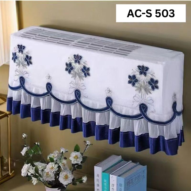 AC-S-501-3.jpg Premium Floral Net Ac Cover: AC-S 503 - Navy Blue - Image 1