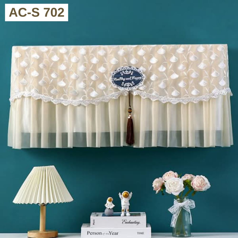 AC-S-701-1.jpg Premium Lace Shell Embroidered AC Cover: AC-S 702 - Cream - Image 1