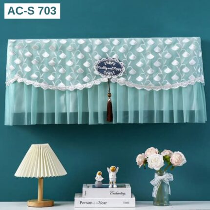 Premium Lace Shell Embroidered AC Cover: AC-S 703 - Teal ( Greenish-Blue )