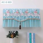 Premium Lace Shell Embroidered AC Cover: AC-S 603 - Teal (Greenish-Blue)