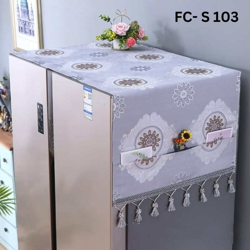 FC-S-101-1-1.jpg Elegance Bloom High Quality Fridge Cover: FC-S 103 : Ash - Image 1