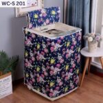 (Top Loading) Plaster Fabric Printed Washing Machine Cover: WC-S 201- Blue