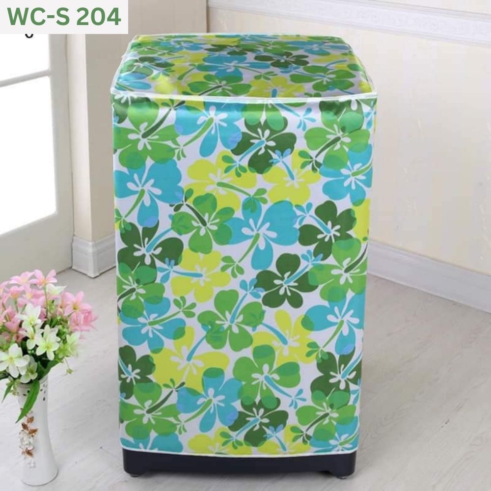 Floral-Washing-Machine-Cover-2.jpg (Top Loading) Plaster Fabric Printed Washing Machine Cover: WC-S 204- Green - Image 1