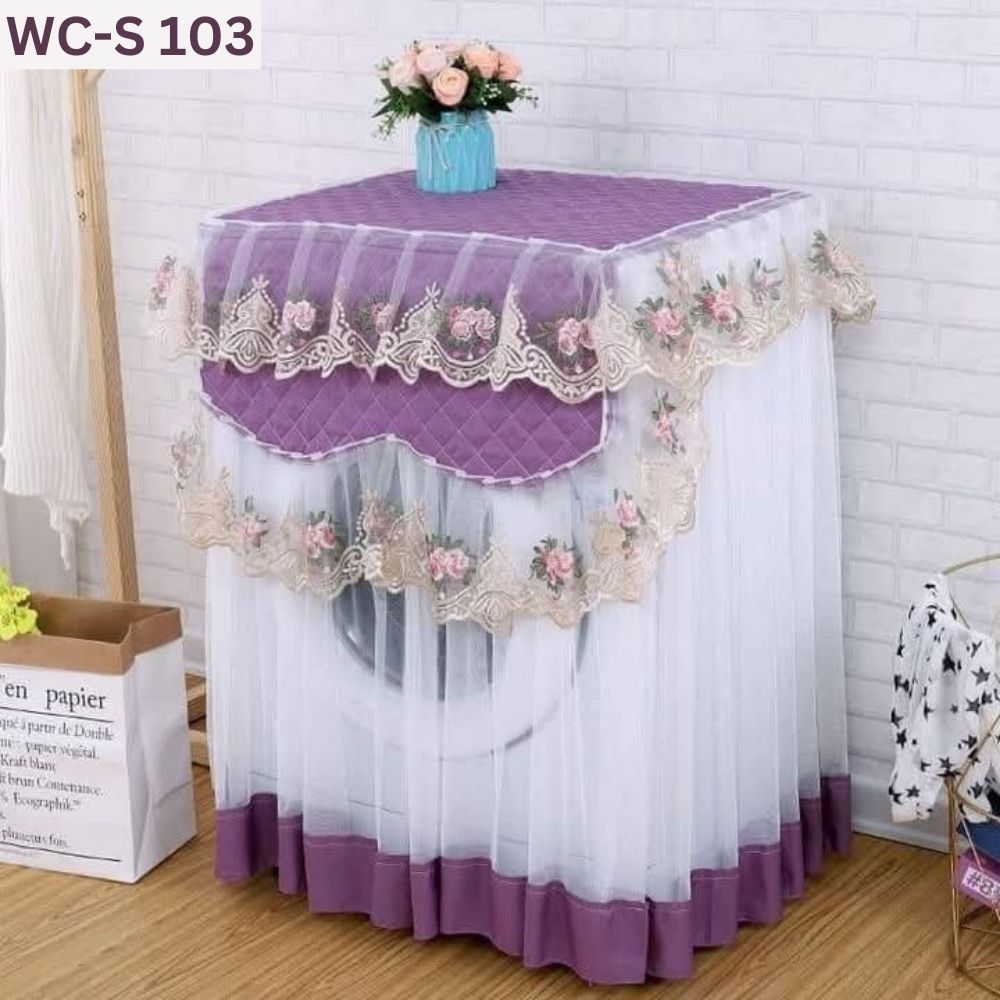 Floral-Washing-Machine-Cover-5.jpg Lace Ruffles Floral Net Washing Machine Cover: WC-S 103- Purple - Image 1