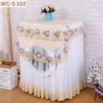 Lace Ruffles Floral Net Washing Machine Cover: WC-S 102- Off White