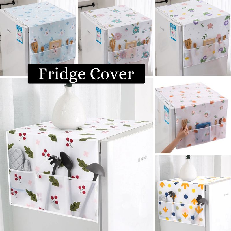 Fridge-Cover.jpg PEVA Plastic Printed Fridge Cover (Multi-Colour) - Image 1