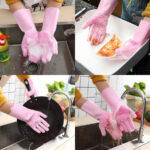 ( ১ জোরা ) Silicone Dish Washing Hand Gloves