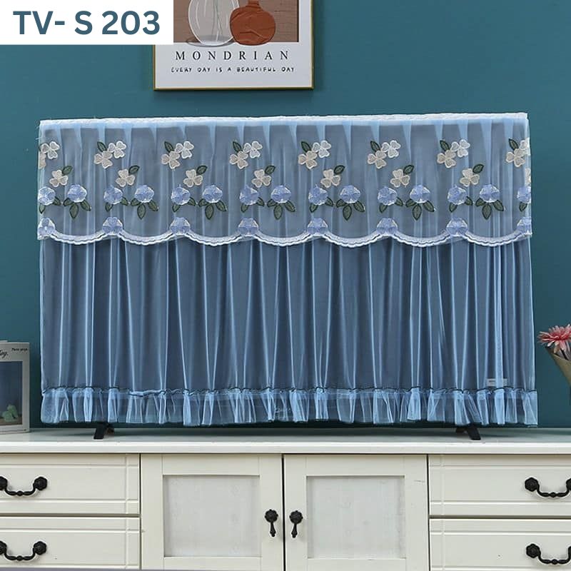 TV-S-201-7.jpg New Design Lace Fabric TV Cover: TV- S 203 - Sky Blue - Image 1