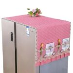 Elegant Quilted Fridge Cover with Lace Design & Side Pockets - Image 8