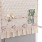 Elegant Quilted Fridge Cover with Lace Design & Side Pockets - Image 7