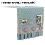 Elegant Quilted Fridge Cover with Lace Design & Side Pockets - Image 6