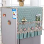 Elegant Quilted Fridge Cover with Lace Design & Side Pockets - Image 5