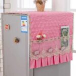 Elegant Quilted Fridge Cover with Lace Design & Side Pockets - Image 2