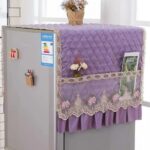Elegant Quilted Fridge Cover with Lace Design & Side Pockets - Image 3