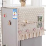 Elegant Quilted Fridge Cover with Lace Design & Side Pockets - Image 4